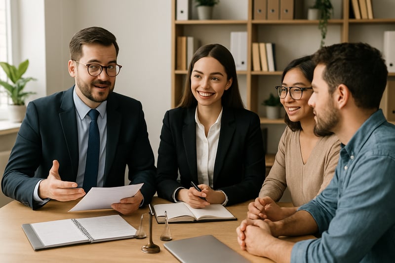 Equipo legal asesorando a emprendedores y PYMES